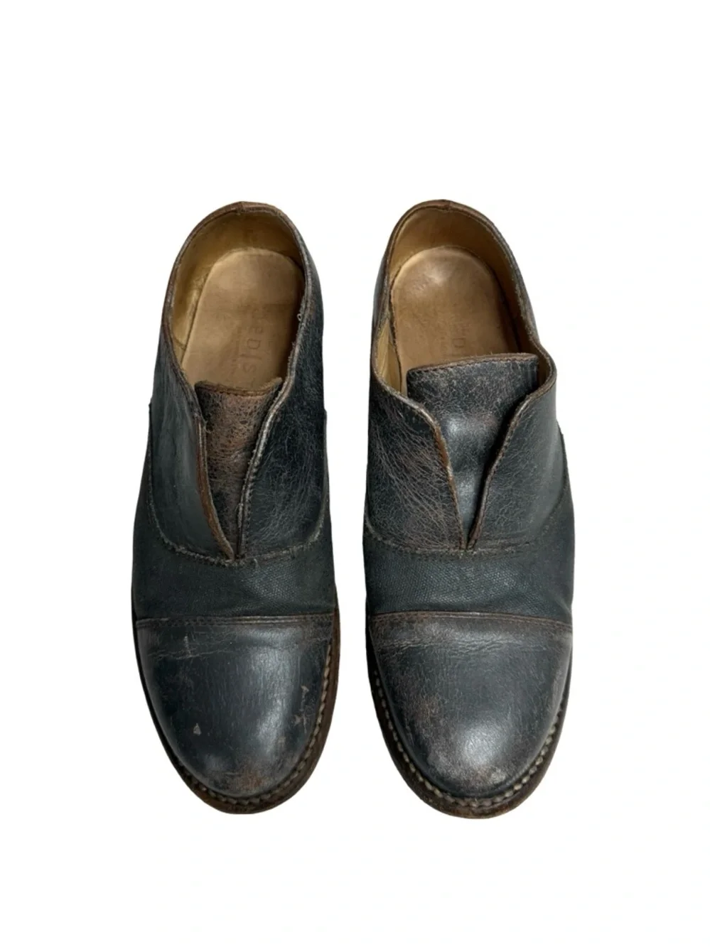 Bed Stu | Eden Distressed Cap Toe Laceless Oxfords in Gray 7 Cobbler Series